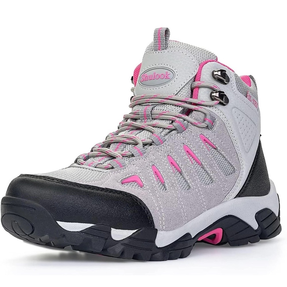 Stylish Gray and Pink Hiking Boots for Women
